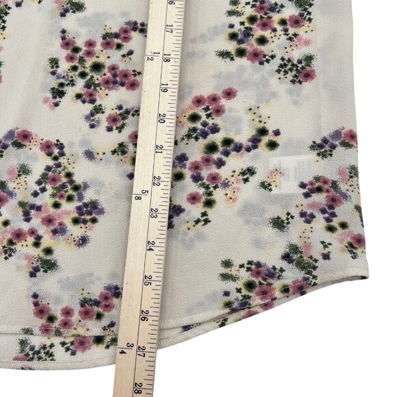 Carolina Belle Floral Long Sleeve Blouse L/G White Purple Pink Polyester - Picture 5 of 7